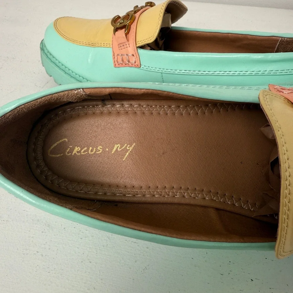 Circus NY Darielle Pastel Colorblock Platform Lug Sole Loafers Mint‎ Yellow 8.5